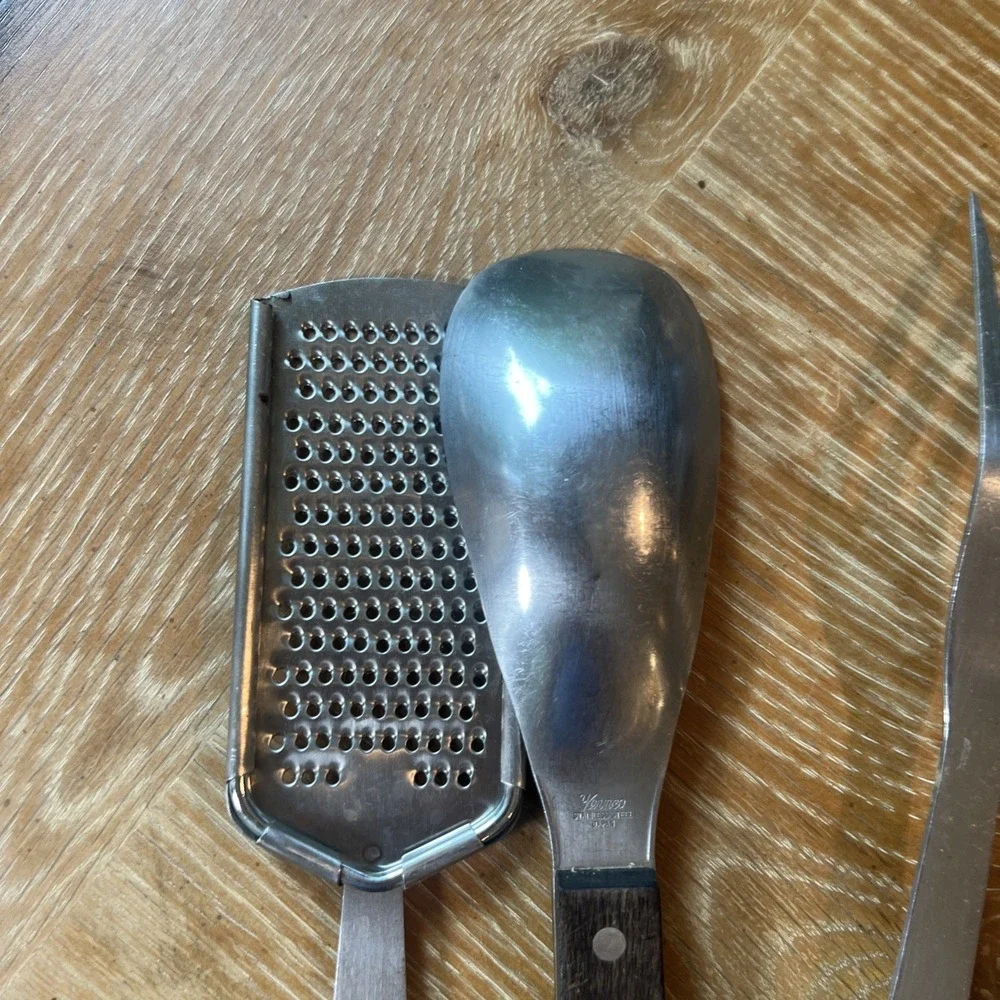 Vintage Vernco Stainless Steel Wood Handle Kitchen Utensils Lot of 5